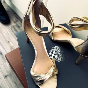 Vince Camuto gold leather ankle strap.  9.5